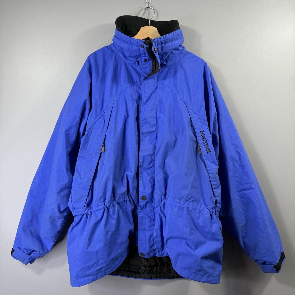 Marmot Jacket Mens XL Blue Hooded Ski Nylon Insulated Winter Outdoor Hiking